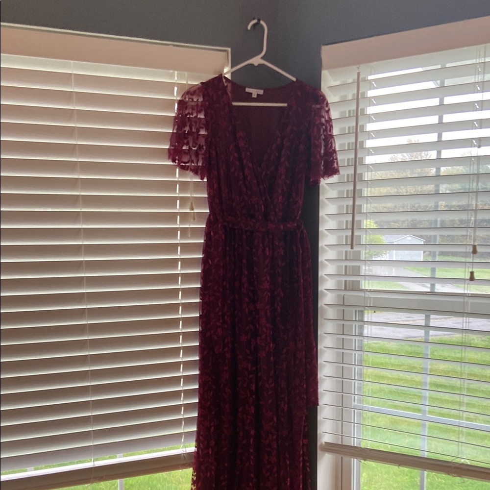 Elegant Burgundy Lace Dress